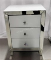 Mirrored & White Glass End Table