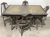 Vintage Dining Table & (4) Chairs w/ Leaf