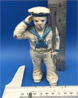 Vintage Cast Iron Sailor Boy Still Bank