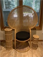 VTG Rattan Wicker Peacock Boho Chair