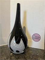 Black and white art glass vase