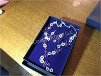 Danbury Mint floral necklace earrings set in box