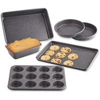 6-Piece Black Heavy Gauge  Cake/Cookie/Muffin/Loaf
