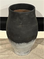 13.5" White/Black Decorative Accent Pottery Vase