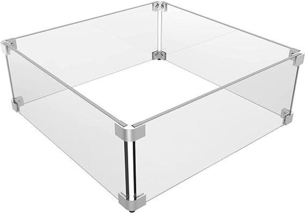 Grisun Fire Pit Glass Wind Guard - 18x18x6