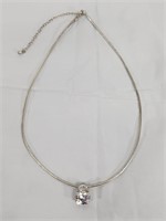 15" 9.25 silver choker w/ cz pendant