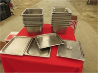 19 stainless half pans 6" 4 lids