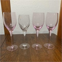 Crystal Pink & Clear Wine Glasses