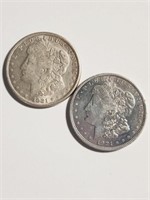 2 Morgan Silver Dollars: 1921 D & 1921 S