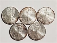 (5) Walking Liberty Bullion Coins