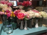 LG Qty of Faux Flowers w/ Vases / Table Centers