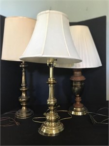 Three lamps with shades all working