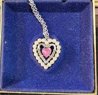 Avon Triple Heart Pink Rhinestone/faux pearl