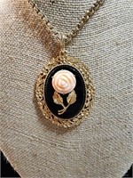 Avon Pink Rose gold trim necklace-reverse mirror