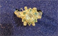Avon silver toned star flower blue rhinestone ring