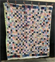 Early 1900s Hand Sewn, Knotted, Feed Bag Quilt.