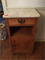 Marble Top Oak Wash Stand