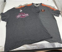 (2) Gray Harley Davidson Motorcycles T-Shirts - XL