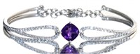 Princess Cut Amethyst & White Sapphire Bracelet