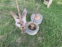 One Bottom Plow and Vintage Wagon Wheels