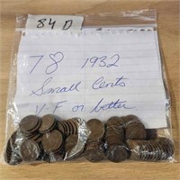 78 - 1932 Small Pennies v-f or better condition