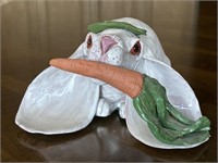 Terra Cotta Bunny With Carrot Sculpture