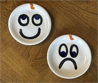 Two 4" M.A. Hadley Happy & Sad Plates