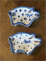 Two M.A. Hadley Pig Trinket Trays