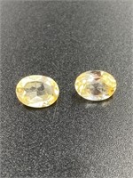 2.12 TCW Oval Cut Yellow Topaz Pair Gemstones GIA