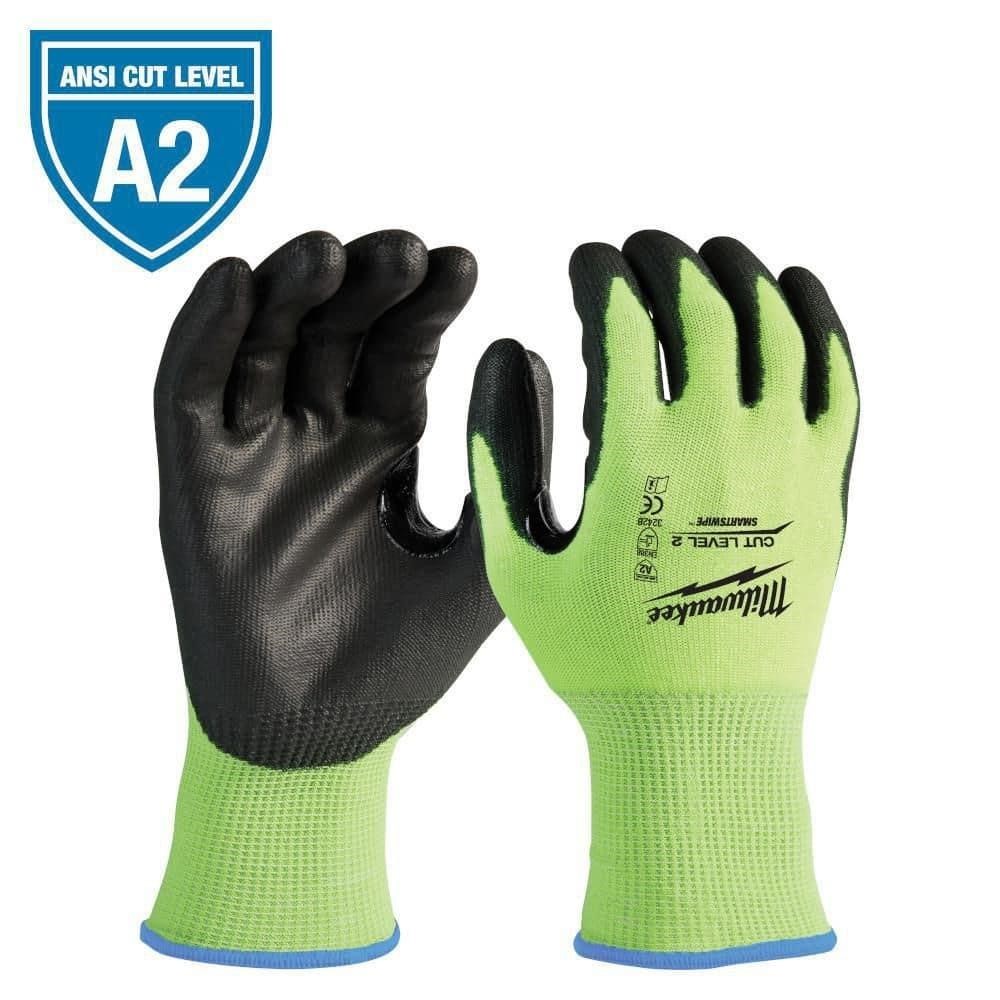 XL Hi-Vis Cut 2 Resistant PU Gloves 10/XL