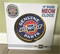 New GM 15" Chevrolet Round Neon Clock