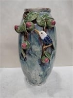 Pottery vase bird 12.5 in tall