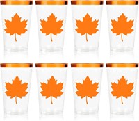 32Pk Fall Plastic Cups, 12 Oz, Orange and brown