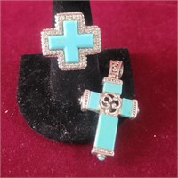 .925 Silver Cross Ring sz 9 and Double Sided cross