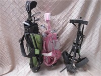 Two Child Size Golf Sets & Bag Cart