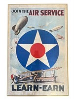 Orig. WWI Join The Air Service Recruitment Poster
