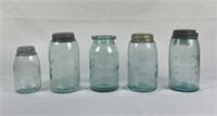 5 Antique Canning Jars & Roseville Pot
