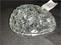 PRESSED GLASS EGG CANDY DISH - 4 X 5.5 X 5 “