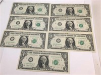 7 Barr Notes $1 Federal Reserve Note