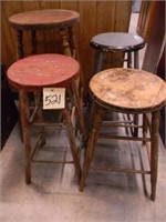 (4) Assorted Wood Stools