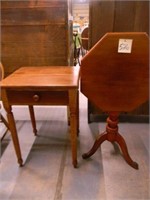 Walnut Work Table & Tilt Top Tri-Leg Table