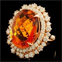 2.30ctw Citrine & 2.30ct Diam Ring in 14K Gold