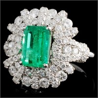 18K WG 1.77ct Emerald and Diamond Ring 1.55ct