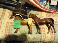 2 Breyer horses and blanket