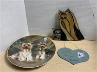 Yorkie Collectors Plate And Stained Glass