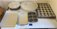 24 cup muffin pans, lg sheet pans, cake stand and