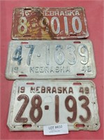 VTG 1946, 48, & 49 NEBRASKA LICENSE PLATES