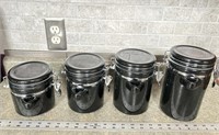4pc black canister set