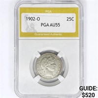 1902-O Barber Quarter PGA AU55