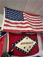 Full Size US & Arkansas State Cloth Flags